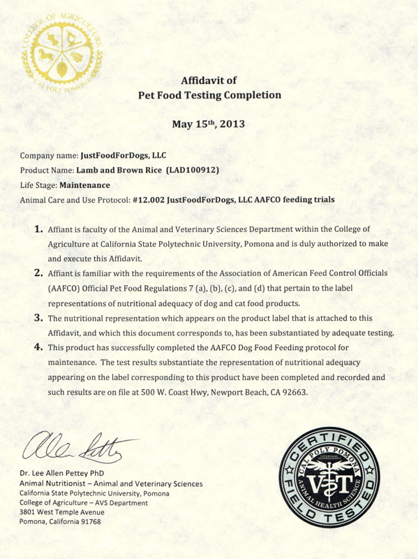 Dog food best sale tested by aafco