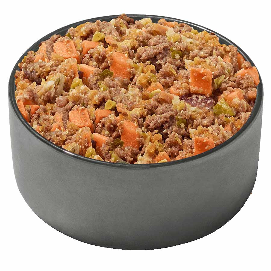 bowl of fresh venison dog food